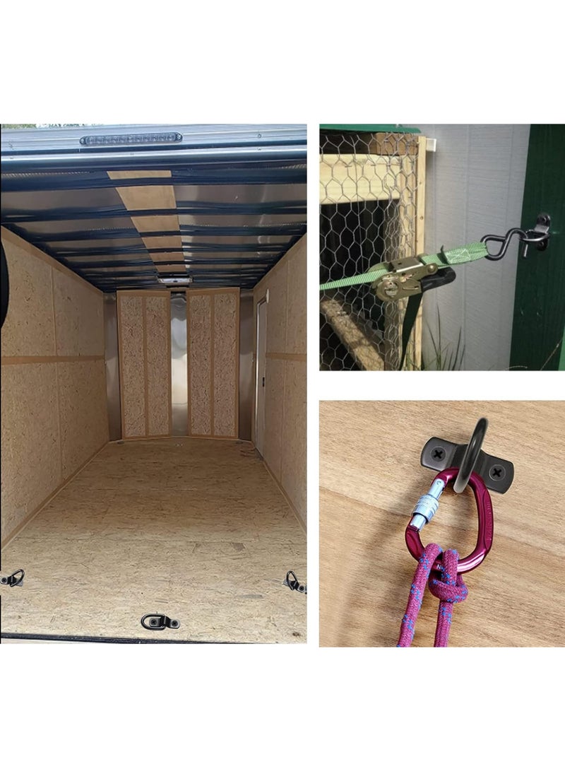 مرساة تثبيت حلقة D 1/4 بوصة حلقات ربط مرساة شاحنة عالية التحمل بسعة 1200 جنيهًا مرسات شاحنات شاحنات أساس مرسات أجزاء مقاطع حزمة لسيارات SUV وسيارات الرحلات والسيارات المُستأجرَة والشاحنات والسيارات والقوارب والدراجات النارية تثبيت سطحي (أسود) - Image 4